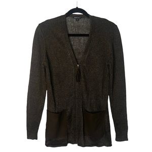 Lafayette 148 New York Brown Knit Zip Up Cardigan Sweater